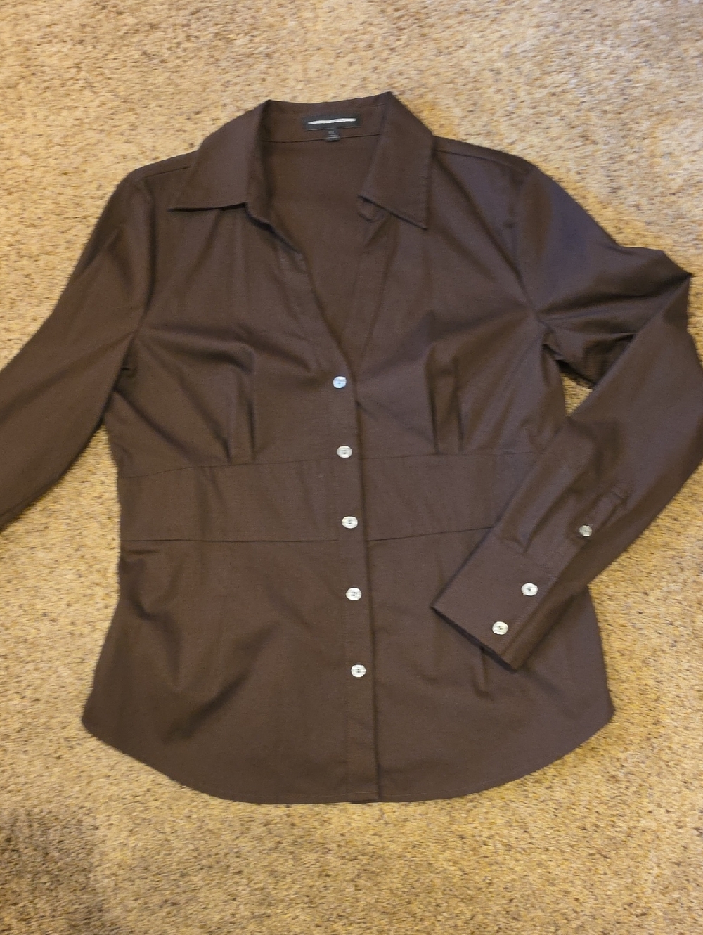 Express Chocolate Brown Button-Down Blouse